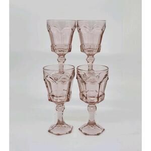 Fostoria Virginia 4- Pink Water Goblet Set Made In USA 1983-1986